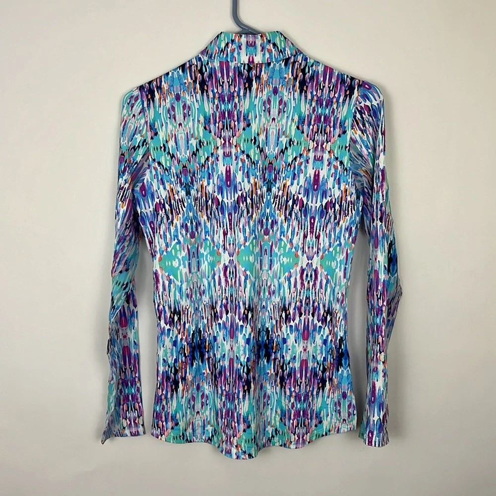 EUC Tribal Sport Mock Neck Top with 1/3 zipper XS - Picture 2 of 8